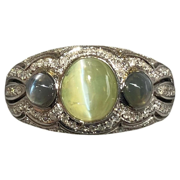 Buy GRS Certified Chrysoberyl Cats Eye Mens Ring, Natural Cats Eye and  Baguette Cut Diamonds in White Gold Ring Green Cats Eye Mens Ring Online in  India - Etsy