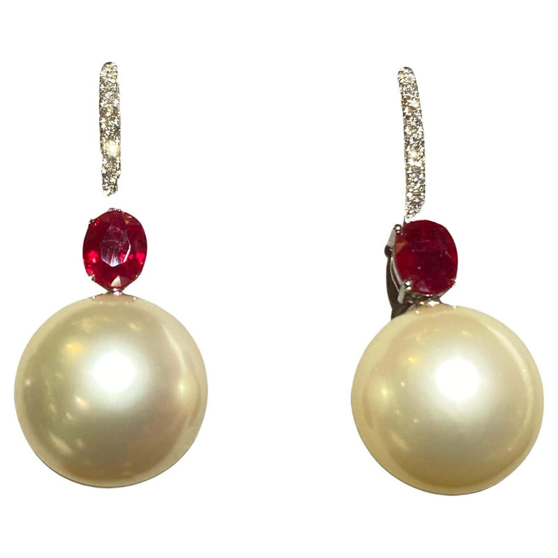 Ruby and sale pearl earrings