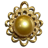 Deep Golden Colour South Sea Pearl and Diamond Pendant in 18k Yellow Gold